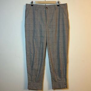 Brown plaid cropped pants